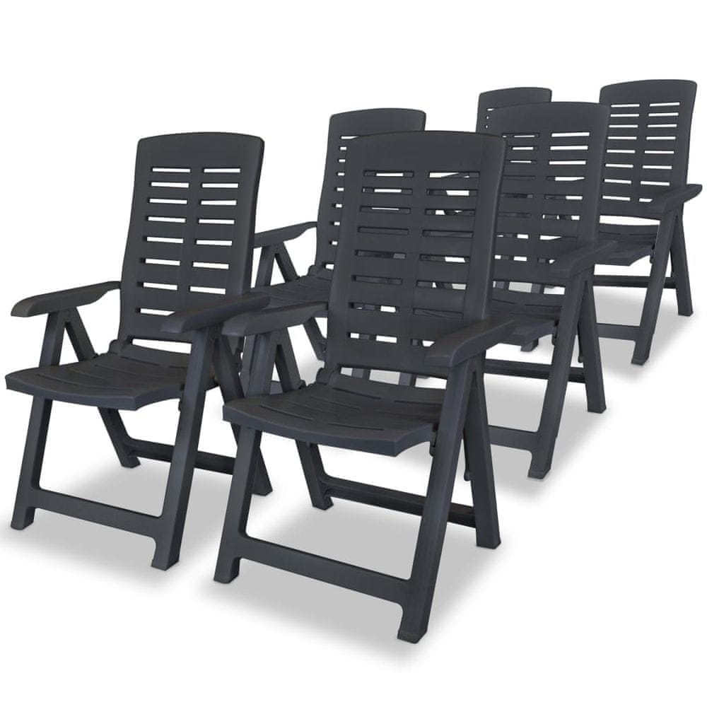 Vidaxl Sklápacie záhradné stoličky 6 ks, plast, antracitové